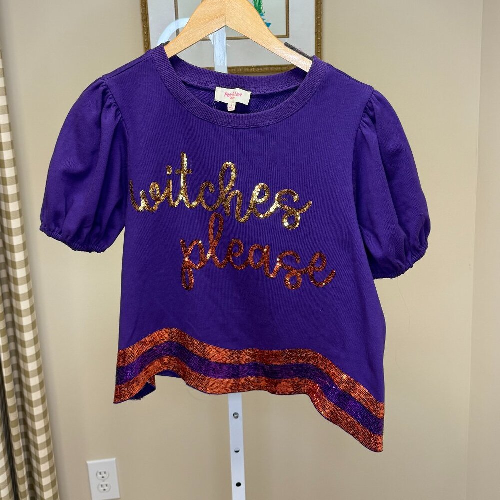 Witches Please Sequin and cotton Top